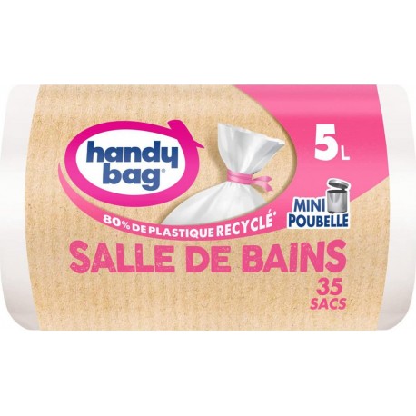 Handy Bag Sacs poubelle 5L Salle de bain à liens x35