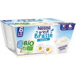 Nestlé P Tit Brasse Desserts bébé dès 6 mois nature sucré bio P'TIT BRASSE