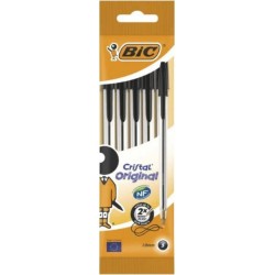 Bic Cristal Original Stylo Noir 1.0mm x5
