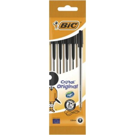 Bic Cristal Original Stylo Noir 1.0mm x5