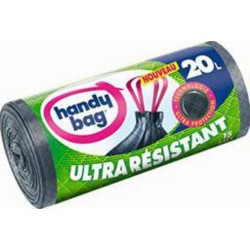 Handy Bag Sacs poubelle ultra résistants poignée coulissante 20L les 15 sacs