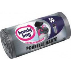 Handy Bag Sacs poubelle haute fixation élastique 50L les 10 sacs