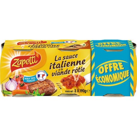 Zapetti Sauces tomate italienne 3x190g 570g