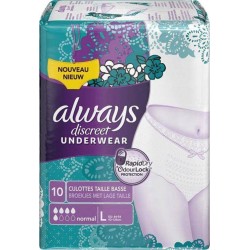 Always Discreet Underwear Culottes Taille Basse NormalL x10 (lot de 2)