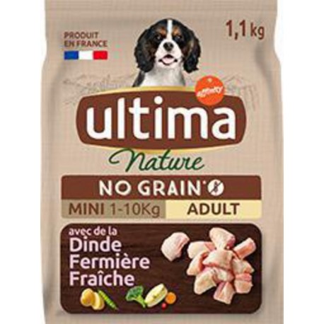 ULTIMA NATURE croquettes pour chien mini sans céréales dinde le sac de 1,1Kg