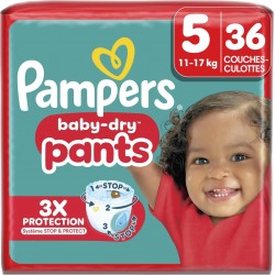 PAMPERS Couches Culottes Bébé Baby-Dry Pants Taille 5 11-17Kg x36