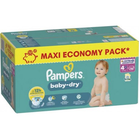 PAMPERS BABY DRY MEGA T4+ 10-15Kg x98