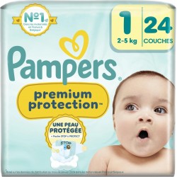 Pampers Couches bébé Taille 1 (2-5Kg) Premium Protection x24