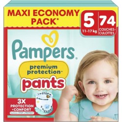 PAMPERS Couches Culottes Bébés Premium Protection Pants Taille 5 12-17Kg x74