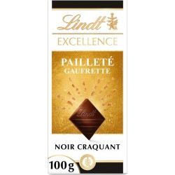 LINDT EXCELLENCE CHOCOLAT NOIR CRAQUANT AVEC BRISURE DE GAUFRETTE 100G