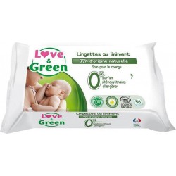 Love & Green Lingettes au Liniment à l’Huile d’Olive Bio x56 (lot de 4 soit 224 lingettes)