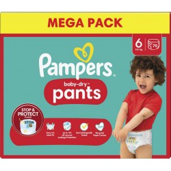 PAMPERS BABY DRY PANTS T6 x70 paquet 70 couches