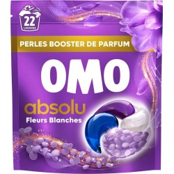 OMO Lessive capsules Absolu Fleurs Blanches Bois de Cèdre 22 capsules