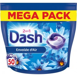 DASH Lessive Capsules 2en 1 Envolée d'Air 50 capsules