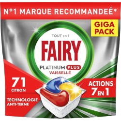 FAIRY Tablette lave-Vaisselle Platinum Plus Tout en 1 Action 7-en-1 Citron 71 tablettes