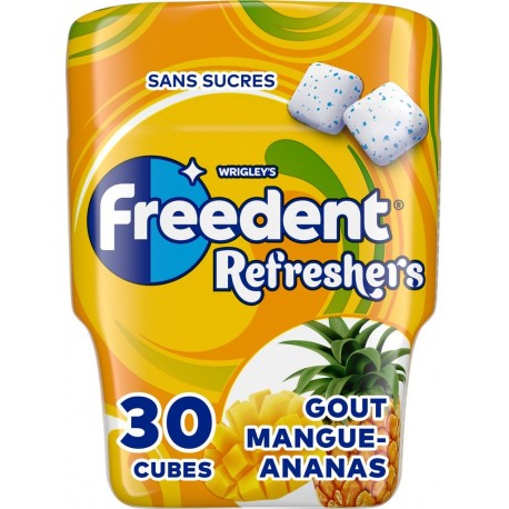 FREEDENT Chewing-gum Refresher Sans Sucres Ananas et Mangue 67g