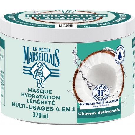 LE PETIT MARSEILLAIS Masque Capillaire Hydratation Eau de Coco Multi-Usage 4 en 1 370ml