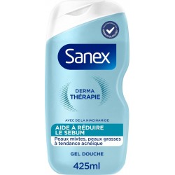 SANEX Gel douche Derma Therapie Peaux mixtes et grasses à tendance acnéiques réduction de sébum 425ml