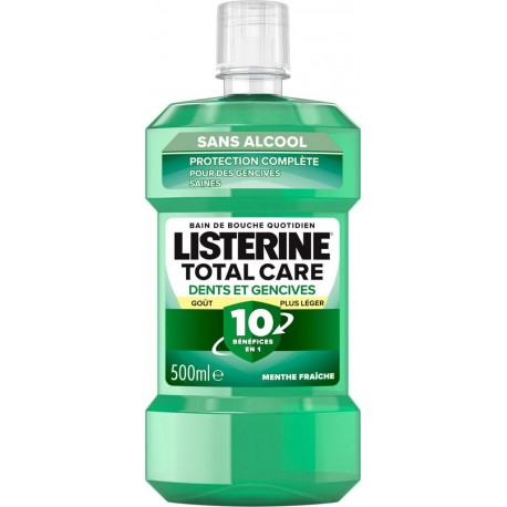 LISTERINE Bain de Bouche Dents Et Gencives 10en1 Menthe Fraîche Sans Alcool 500ml