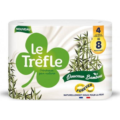 LE TREFLE Papier Toilette Douceur Bambou les 8 rouleux