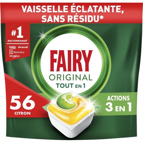 FAIRY Tablette lave-Vaisselle Original Tout en 1 Citron 56 tablettes