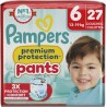 PAMPERS Couches Culottes Bébés Prenium Protection T6 13-19Kg 27 couches culottes