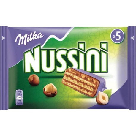 Milka Gaufrettes Nussini Chocolat Noisettes par 5 Barres 31,5g (lot de 3 soit 15 barres)