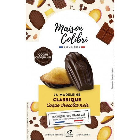 MAISON COLIBRI Madeleine Classique Coque Chocolat Noir 7 madeleines