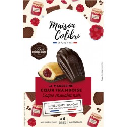 MAISON COLIBRI Madeleine Cœur Framboise Coque Chocolat Noir 6 madeleines