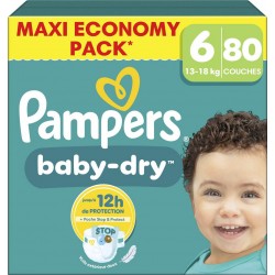 PAMPERS Couches Bébés Baby-Dry 13-18Kg Taille 6 80 couches