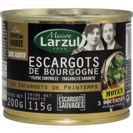 LARZUL Escargots moyen de Bourgogne 115g net 200g
