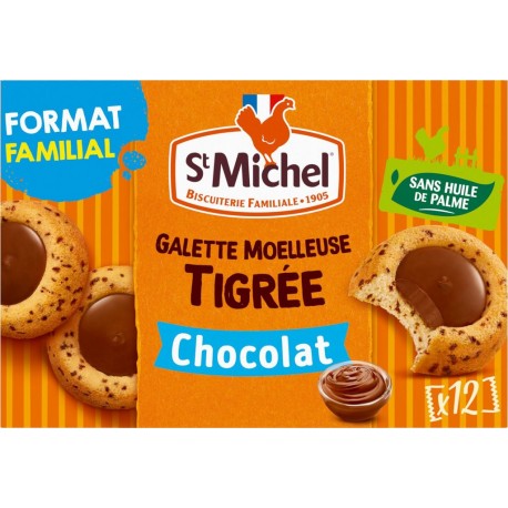 ST MICHEL Galette Moelleuse Tigrée Chocolat Format Familial x12 360g
