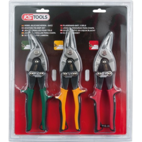 Jeu de 3 cisailles à tôles KS Tools 118.0050