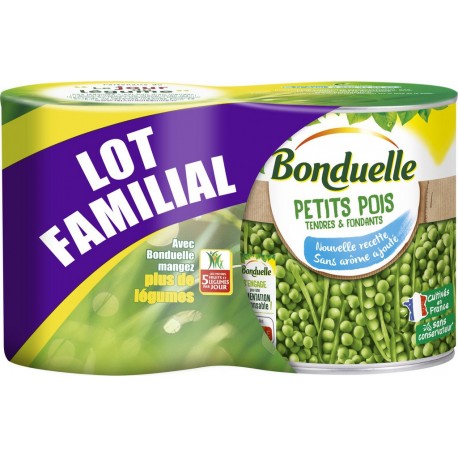 BONDUELLE Petits pois lot de 2 boîtes de 560g