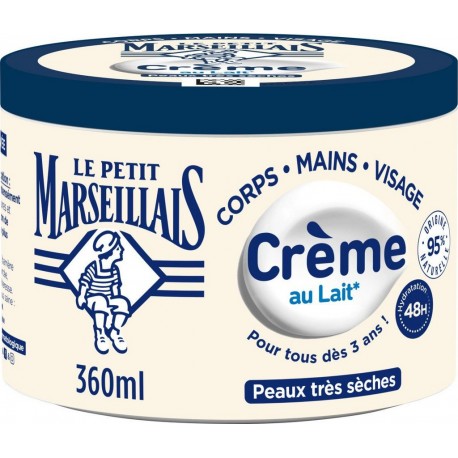 LE PETIT MARSEILLAIS Crème Multi-usages Corps Mains Visage Peau Très Sèche Hydratation 48h 360ml