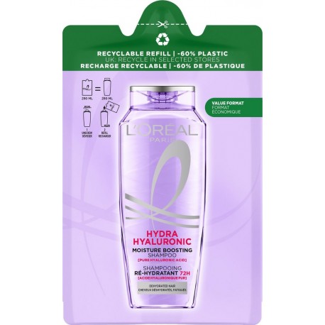 L'OREAL PARIS Shampooing Ré-Hydratant à l'Acide Hyaluronique Elseve la recharge de 250ml