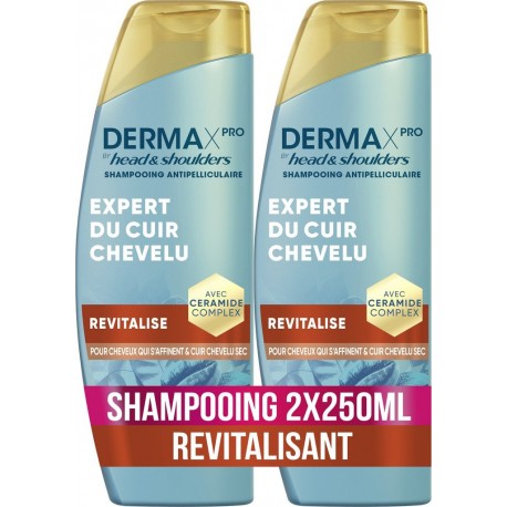 HEAD & SHOULDERS Shampooing Antipelliculaire Derma X pro Revitalise à la caféine lot de 2 flacons de 250ml