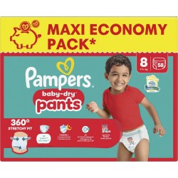 PAMPERS Couches Culottes Bébés Baby-Dry 17Kg+ Taille 8 x58
